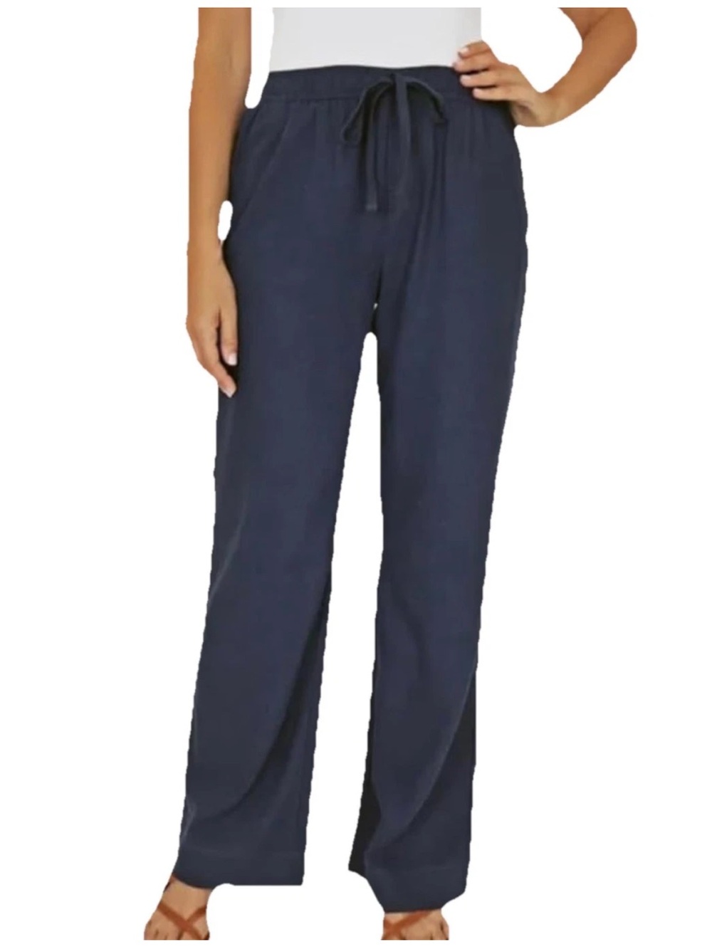 Briggs New York Navy Wide-Leg Drawstring Pants